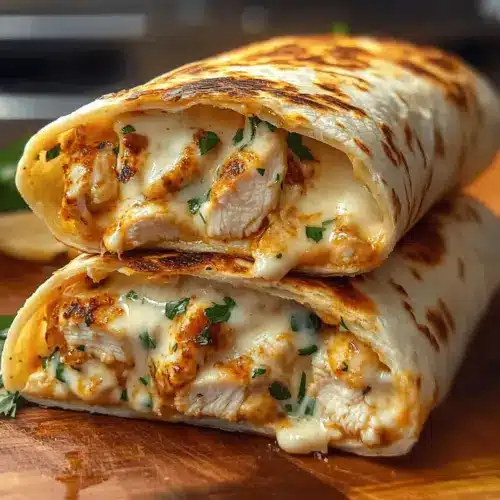 Ooey-Gooey Cheesy Garlic Chicken Wraps