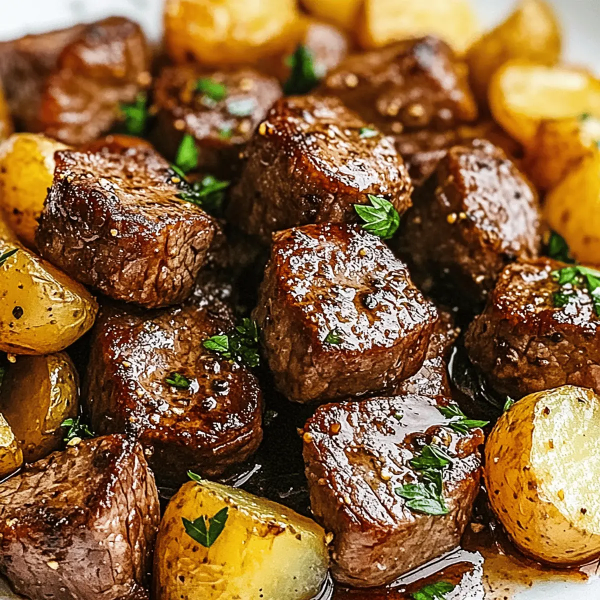 Garlic Butter Steak Bites and Potatoe