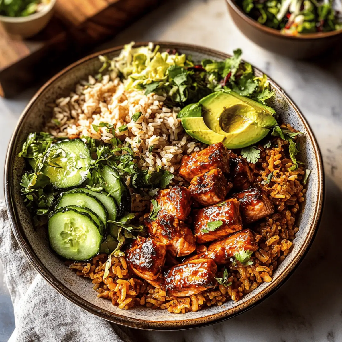 Spicy Chipotle Honey Salmon Rice Salad. pw1keq