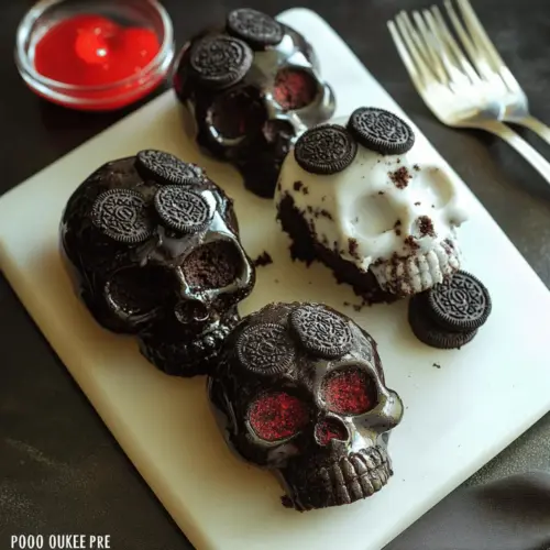 dark chocolate & oreo mini skull cakes