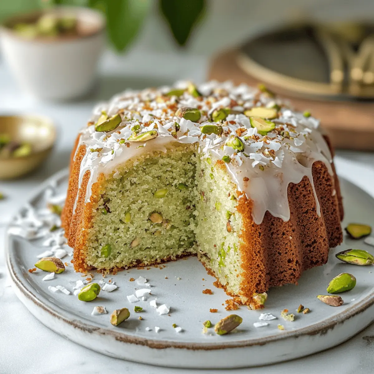 Coconut and Pistachio Pudding Cake