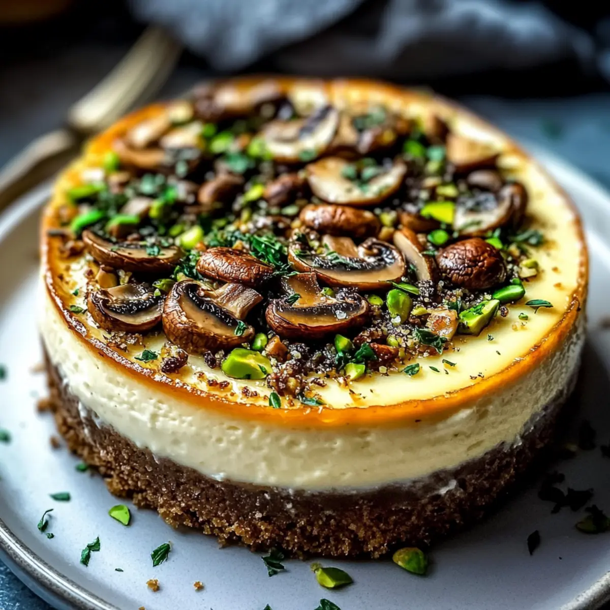 Pistachio and Mushroom Cheesecake