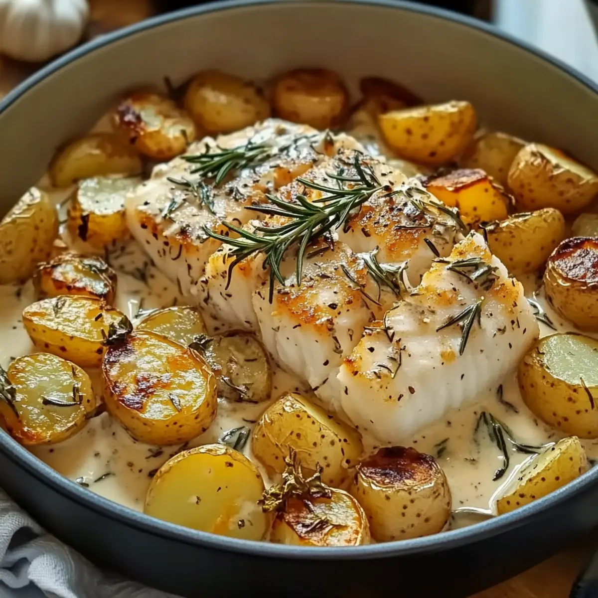 Ultimate Cod and Potatoes with Rosemary Cream Sauce - Delicious!