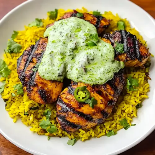 Peruvian Chicken and Rice with Green Sauce