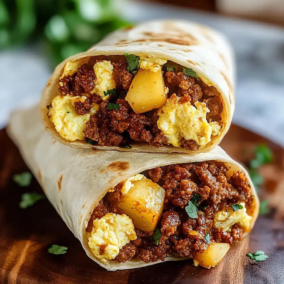 Chorizo Breakfast Burritos with Potatoes and Eggs
