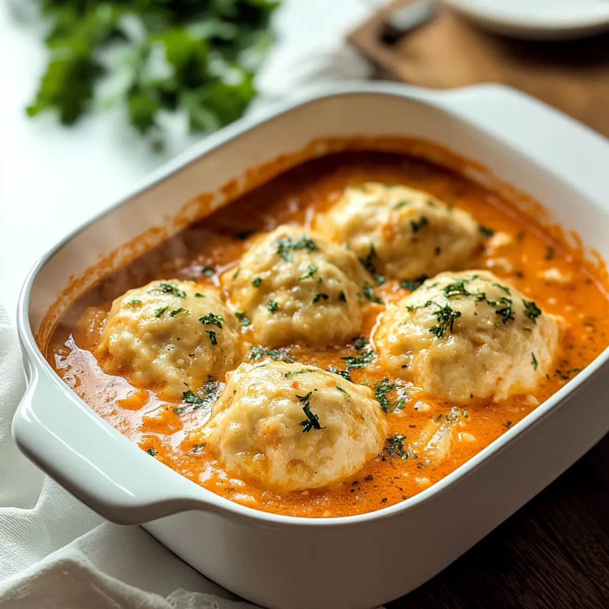 Tomato Soup with Cheddar Bay Dumplings