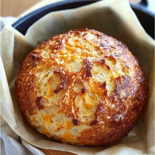 No Knead Cheddar Bread in the Dutch Oven