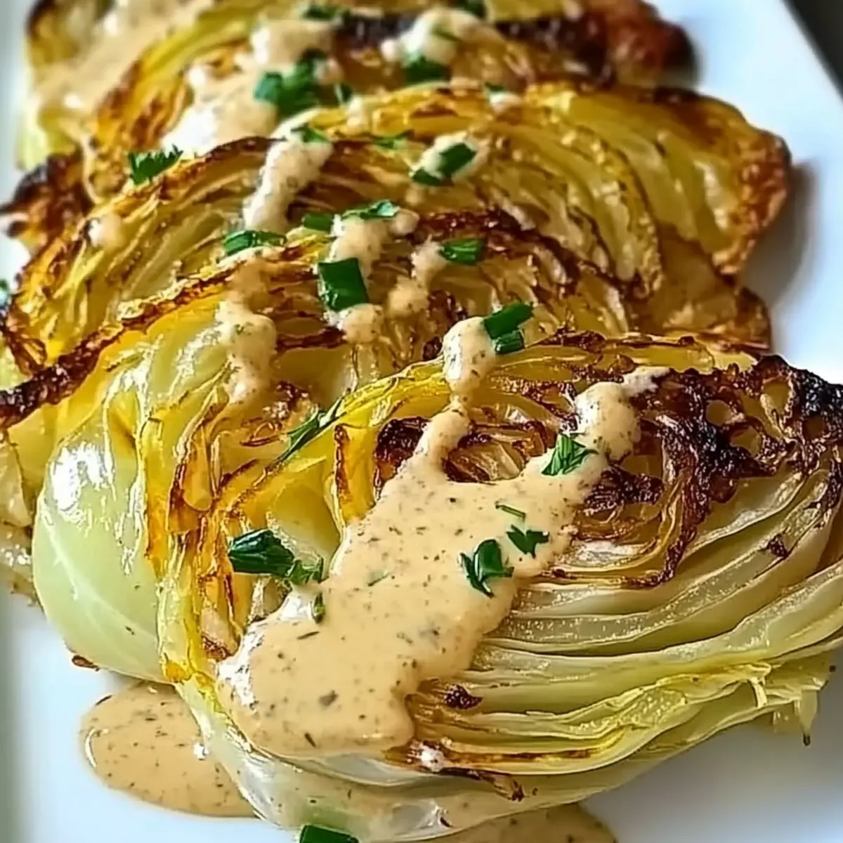 Roasted Cabbage Wedges with Onion Dijon Sauce