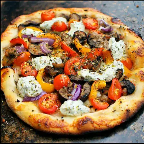 Gyro Pizza with a Tzatziki Drizzle