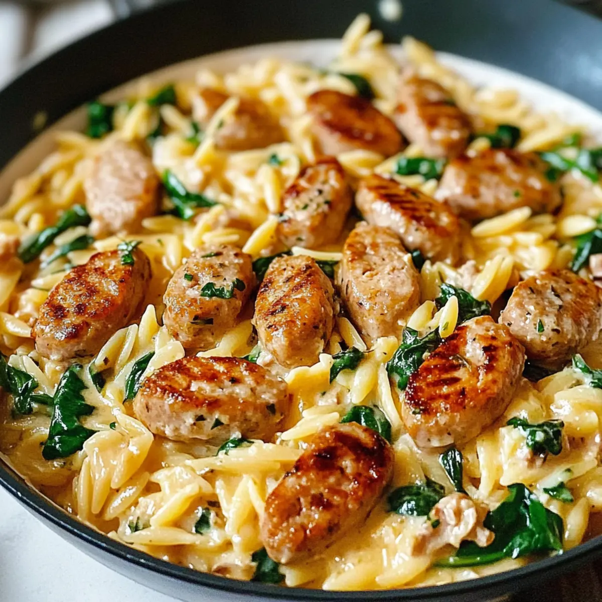 Creamy Chicken Sausage Orzo