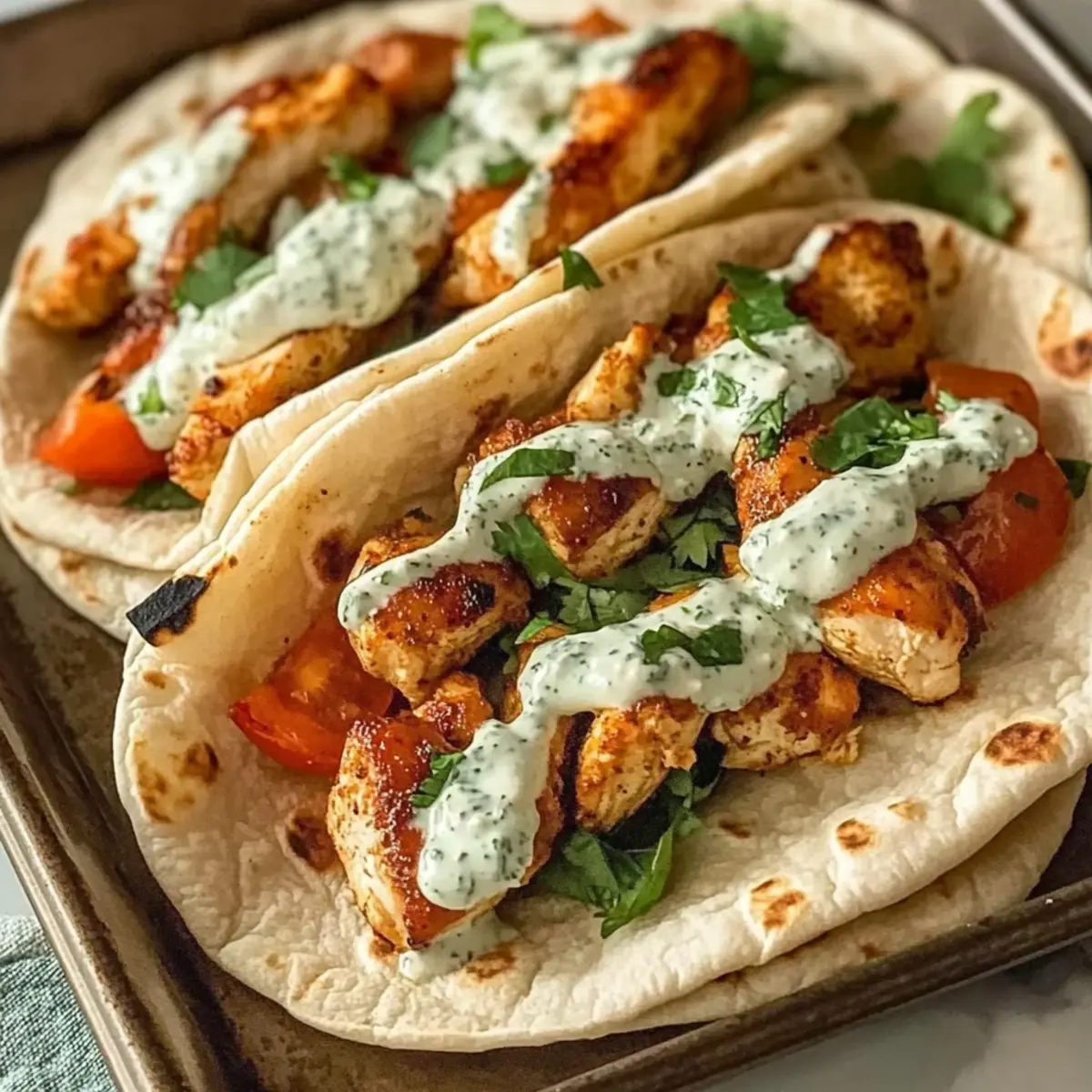 Savory Sheet Pan Chicken Pitas with Creamy Herby Ranch 4 Sheet Pan Chicken Pitas